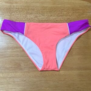 PINK | Orange and Purple Colorblock Bikini Bottoms Small